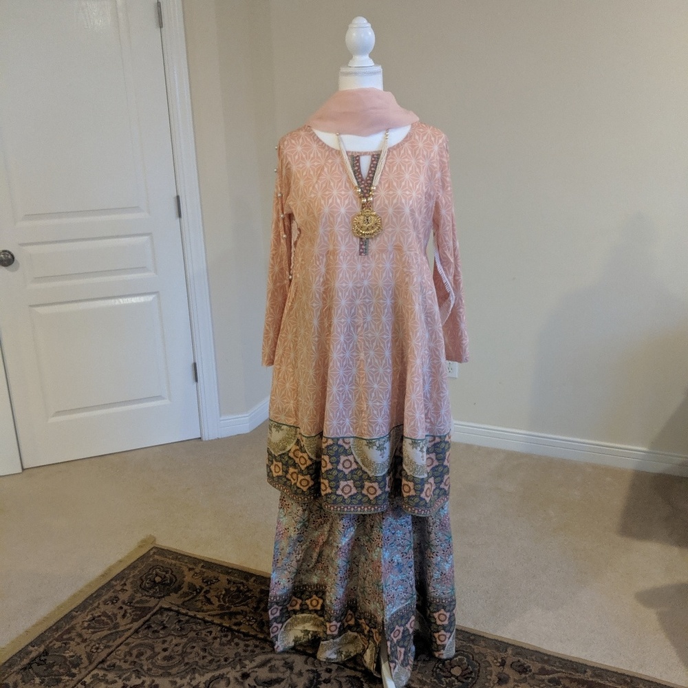 Pakistani Indian XL three piece with palazoo pants